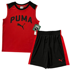 Puma Little Boys T-Shirt and Shorts Set Size 6 Black/Red Sporty  Comfy Outfit