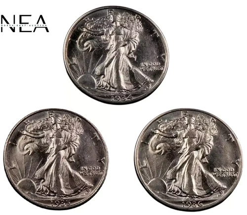 1934+1935+1936 Walking Liberty Half Dollar Lot ~ Borderline Uncirculated AU++