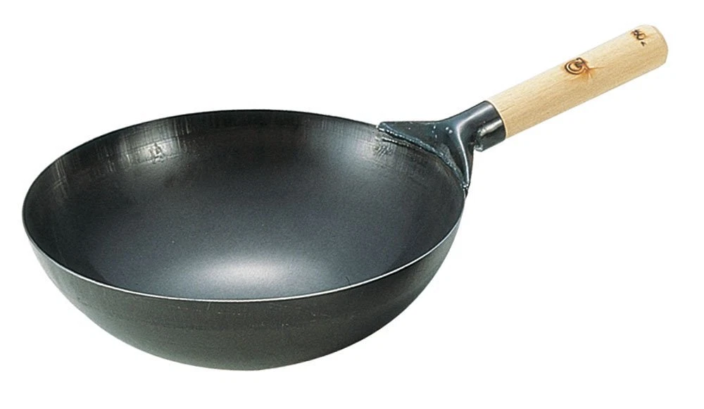 Iron Pressed Wood handle Chinese Wok, pan: Beijing style wok: Thickness 1.2 mm