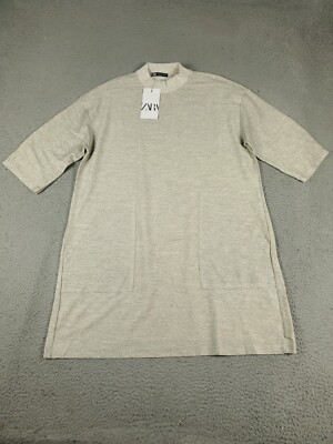 Zara T Shirt Dress Womens Size Medium Gold Half Sleeve Ladies