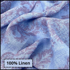 100 italian flax linen fabric by the yard sewing clothing for embroidery BLUE A6