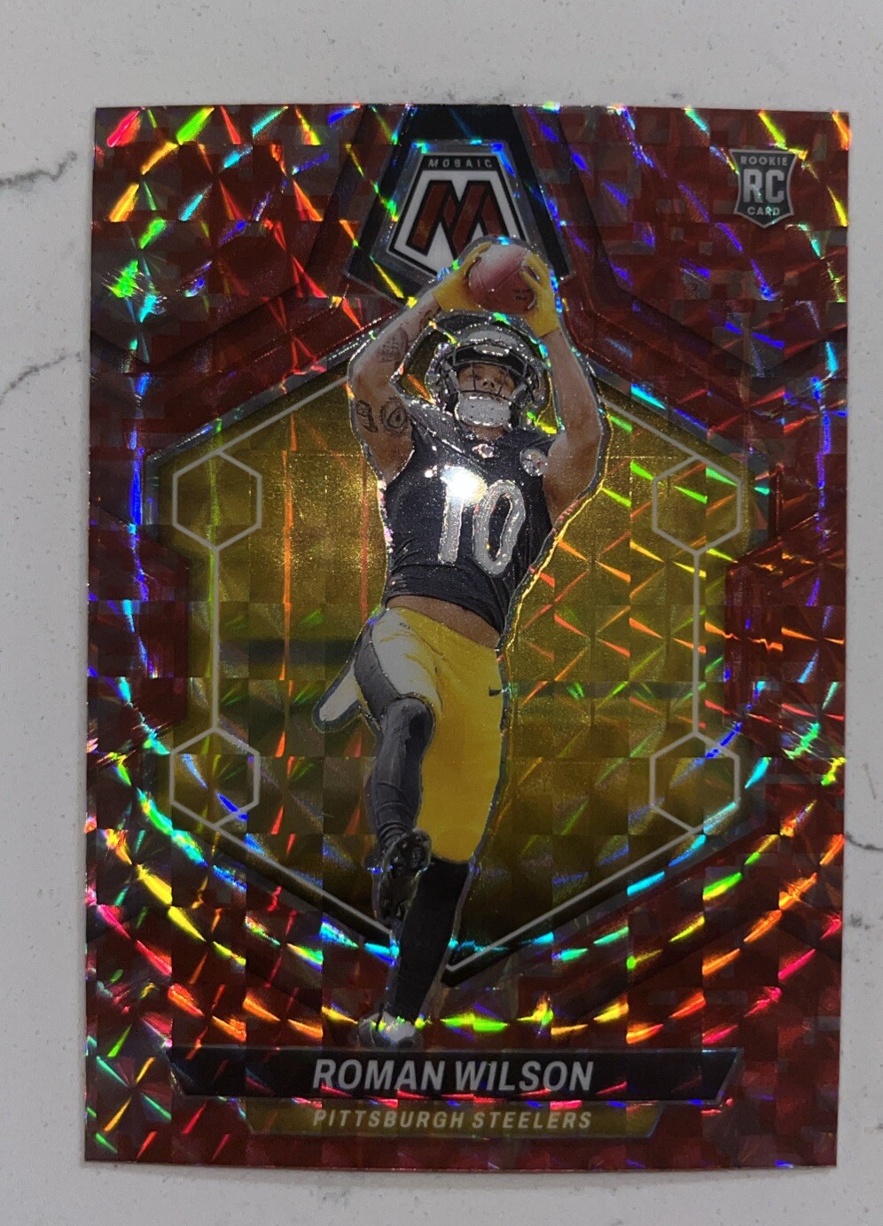 2024 Panini Mosaic - Red Mosaic Prizm #369 Roman Wilson (RC)