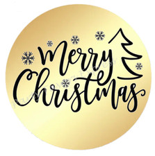 GOLD FOIL MERRY CHRISTMAS ENVELOPE SEALS LABELS STICKERS PARTY FAVORS