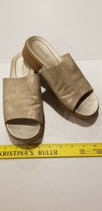 BareTraps Rebecca Slide Sandals Champagne 7.5 US Metallic Gold Shimmer Peep Toe | eBay