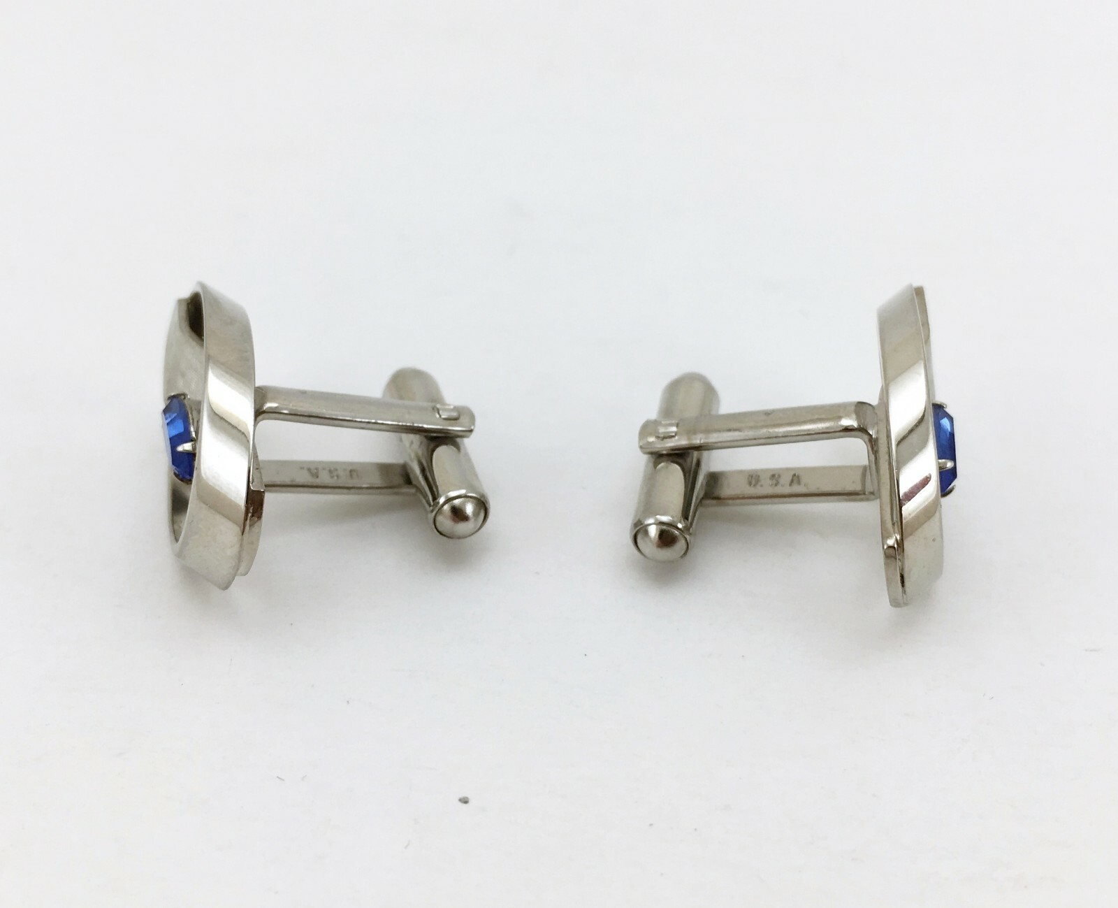 1960s HICKOK Cufflinks Large Modernist Mad Men Era Bl… Gem