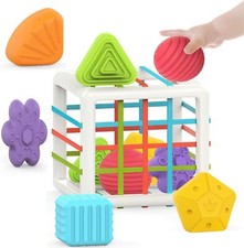 MINGKIDS Montessori Toys for 1 Year Old, Toy 6 Pc Multi Sensory Shape, Toddler D