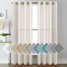 Linen Curtains Blended Curtain Panels for Living 52"W x 84"L Natural