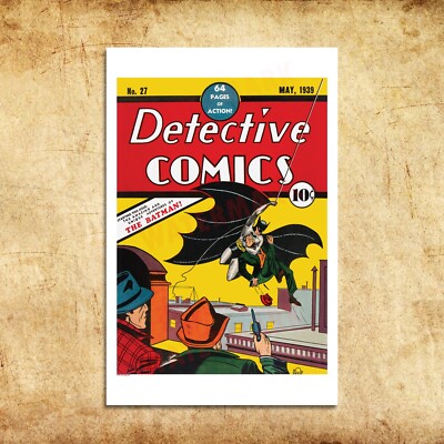 Batman Poster, First Batman Comic Book, Detective Comics Batman Issue ...