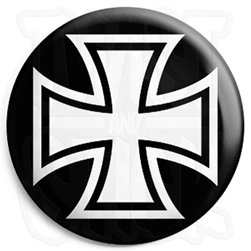 Square Iron Cross - Button Badge - 25mm Biker Badges with Fridge Magnet Option - Picture 3 of 3