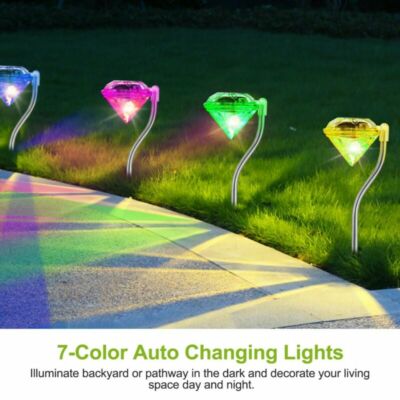 EpicGadget Outdoor Decorations Color Changing LED Diamond Solar Light