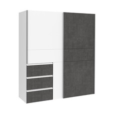 Armadio a 2 ante scorrevoli FJOLLA con 3 cassetti in laminato, LAP 170x205x61 cm