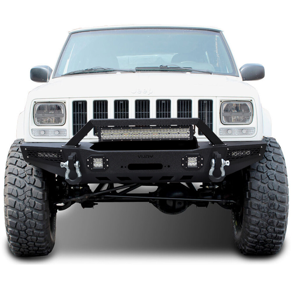 Vijay Steel Front Bumper Fits 1984-2001 Cherokee XJ With Winch