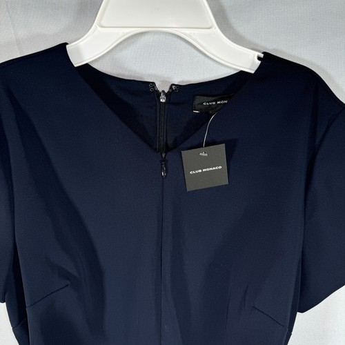 Club Monaco Women's Hidden Zip Jumpsuit V-Neck Short Sleeve Navy Size 00 $279 - Picture 2 of 14