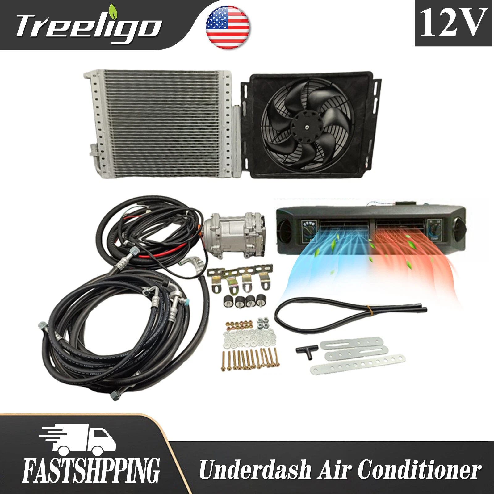12V Cool&Heat Electric Universal Underdash Air Conditioner