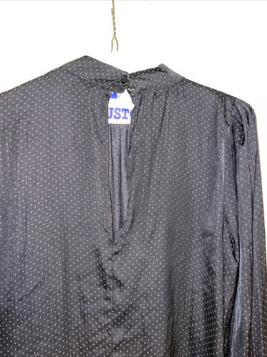 H&M BLACK POLYESTER WOMEN Polka Dot BLOUSE LONG SLEEVED SIZE 8 - Picture 5 of 5