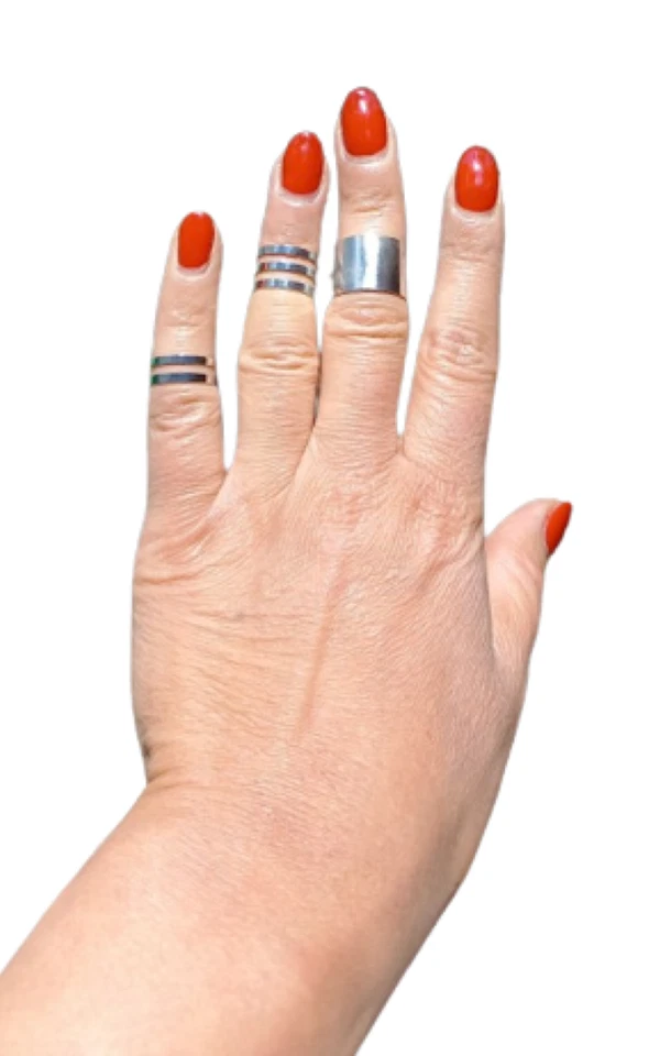 3 Ring Set Stack Silver Mid Finger Knuckle Rings Thumb Plain Ring Adjustable Set - Image 4 of 4