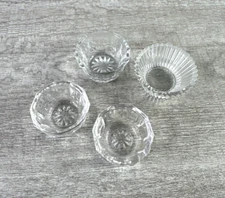 Lot Of 4 VTG OPEN SALT CELLAR DIP Clear Glass Various Paneled Round Star Bottom