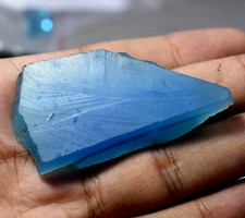 Untreated 111.00 Ct Natural Chalcedony Deep- Blue Translucent Superb Rough Slab