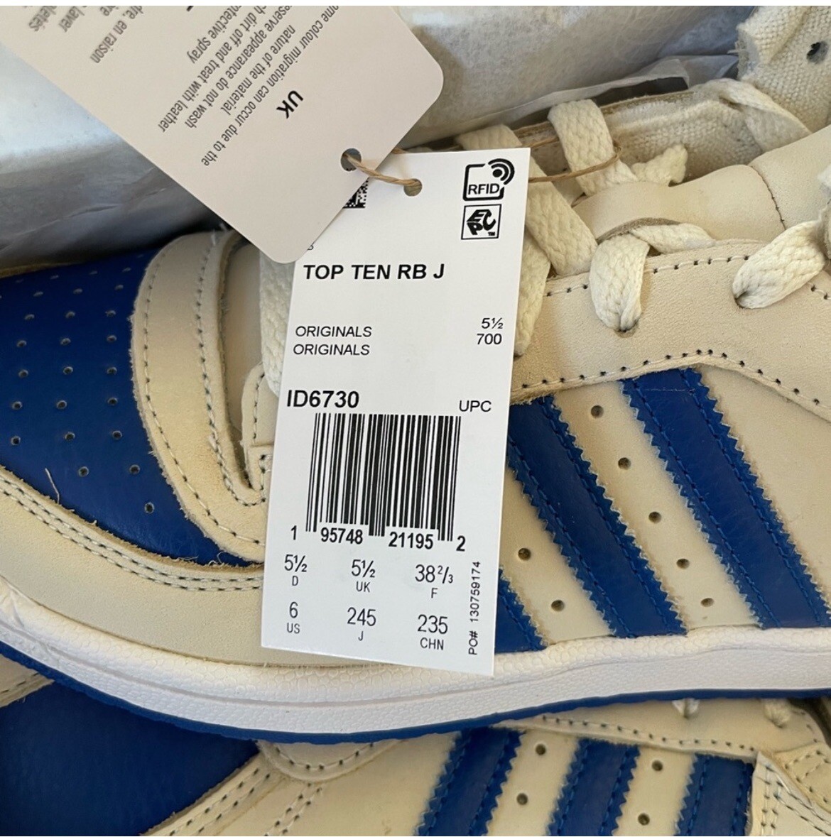 Adidas Top Ten RB Kids Casual Shoes Size 6Y Off White/Blue Adidas Top Ten RB Kids Casual Shoes Size 6Y Off White/Blue