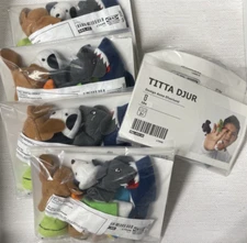 LOT of 5: Finger Puppet IKEA TITTA DJUR Cute Animals Mixed Colors (Pack of 10)