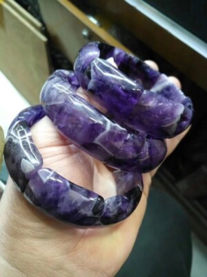 Natürlicher Amethyst Perlen Armband Energie Stein Armreif Edelstein Schmuck für Frau B