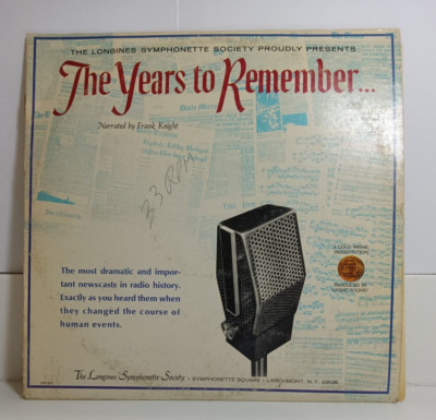 The Years To Remember - Vinyl LP 1966 Longines Symphonette * Radio Broadcasts