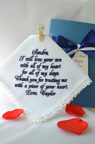 Wedding handkerchief Mother of the Bride Mother of the Groom gift from Bride - 第 12/12 張圖片