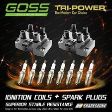 2 GOSS Ignition Coils + 8 Tri-Power Spark Plugs for Land Rover Discovery 56D V8