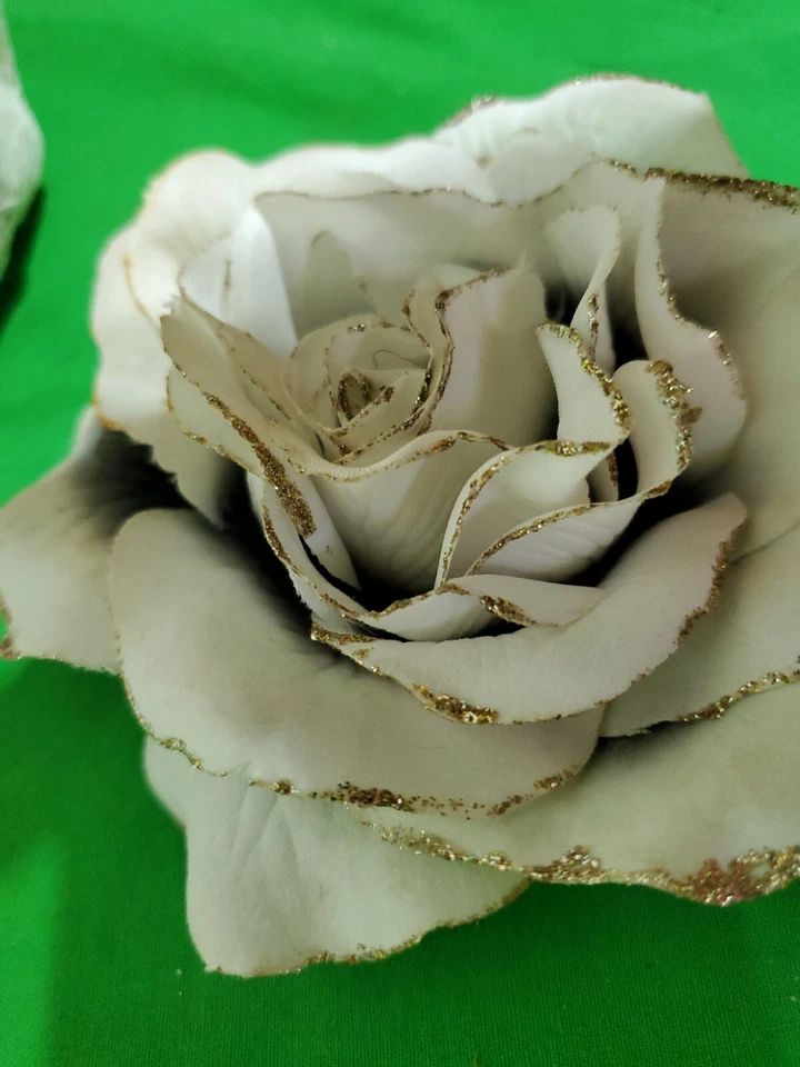 Vintage Corsage Wedding Prom White and  Gold Rose Corsage  - Image 2 of 4