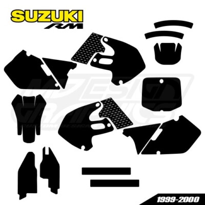 Graphics template SUZUKI RM 125-250 1999-2000 vector AI. PDF. escala 1:1