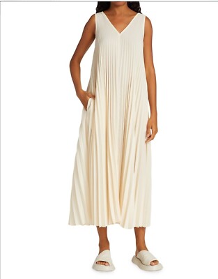 LVIR $ 465 Pleated Maxi Dress Cream Size S | eBay