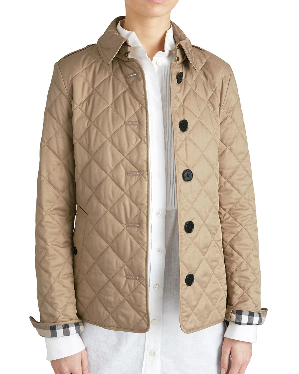 NWT BURBERRY WOMENS FRANKBY QUILTED CHECK COAT JACKET SZ SMALL eBay