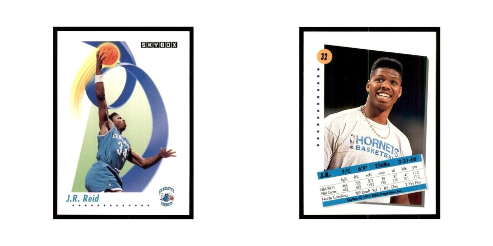 1991 SkyBox J.R. Reid Basketball Cards #32 - Image 3 of 3