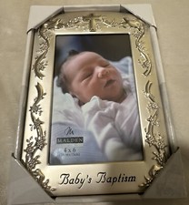 NWT Baby Baptism Picture Photo Frame 4x6 Metal Cross Religious Dove Malden NIB