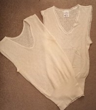 2 X House Of Fraser Ladies Sleeveless Vests Wool Mix Cream Size 34-36 12-14 New