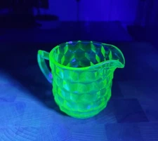 Uranium Depression Glass Jeanette Cubist Creamer Vintage 
