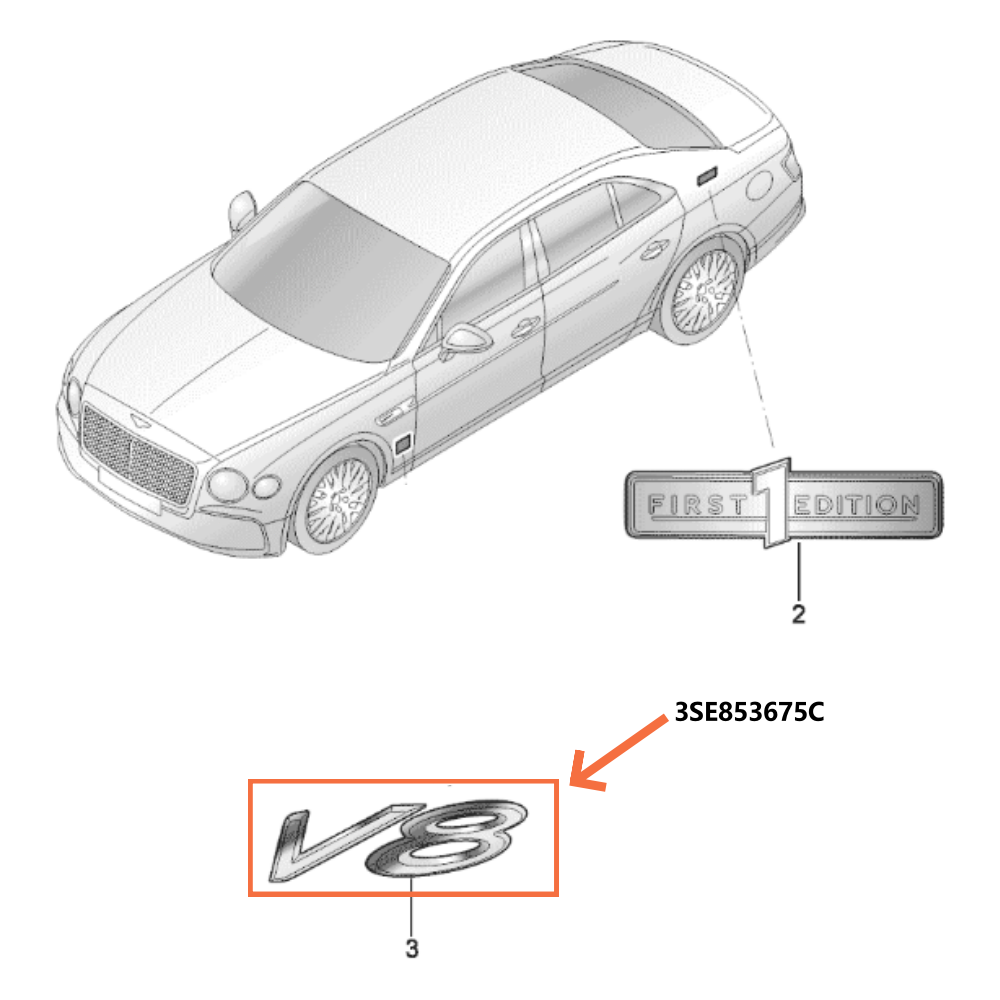 Bentley Flying Spur 取扱説明書　車検証ケース ベントレー For Bentley New Flying Spur 2020+ Side Chrome Badge V8 Sticker