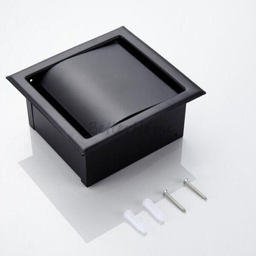 Black Concealed Wall Mounted Tissue Paper Box Stainless Steel Toilet Roll Holder - Picture 3 of 7