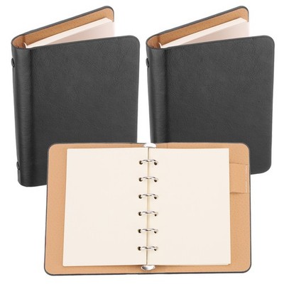 6 Ring Binder Cover,2 Pack A7 Leder Notizbuch Binder mit 100 Blatt Papier