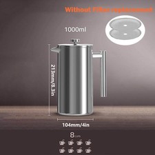 350-1000ML Stainless Stell Cafetiere French Press Filter Coffee Plunger Pitcher