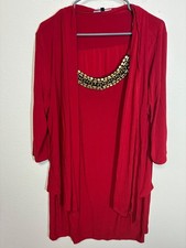 Tiana B. Beaded Dress Business Casual Office Stretchy Workwear Red Size 20W