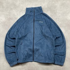 Columbia Fleece Jacket Mens Large Full Zip Outdoor Hiking Coat, Navy