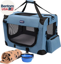 Portable Collapsible Dog Crate, Travel Dog Crate 24X17X17 with Soft Warm Blanket