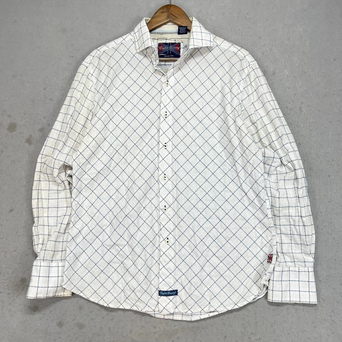 english laundry dress shirts christopher wicks English Laundry Christopher Wicks Dress Shirt Flip Cuff Men's 16.5 32/33 Blue
