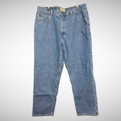LL Beans Jeans Mens 38X30 Natural Fit Solid Blue Denim Pants Pre Owned 