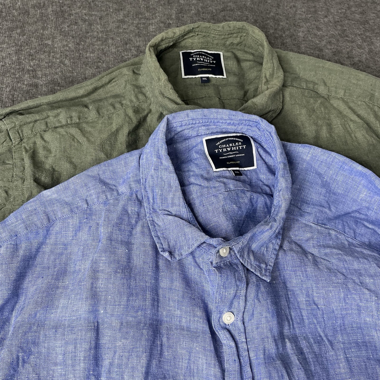 Charles Tyrwhitt Lot of 2 Shirt Men 2XL 100% Linen Classic Fit Preppy Breathable