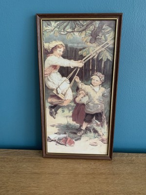 Vintage gerahmter Birnen Seife Werbedruck ''After School'' Fred Morgan
