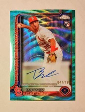 Thomas Saggese 2025 Topps Chrome RC AUTO AQUA Wave REFRACTOR 047/199 RA-TSA E6