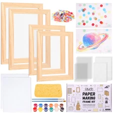 18-Piece Paper Making Kit A5 A6 Wooden Mold Pulp Sponge Paint Confetti