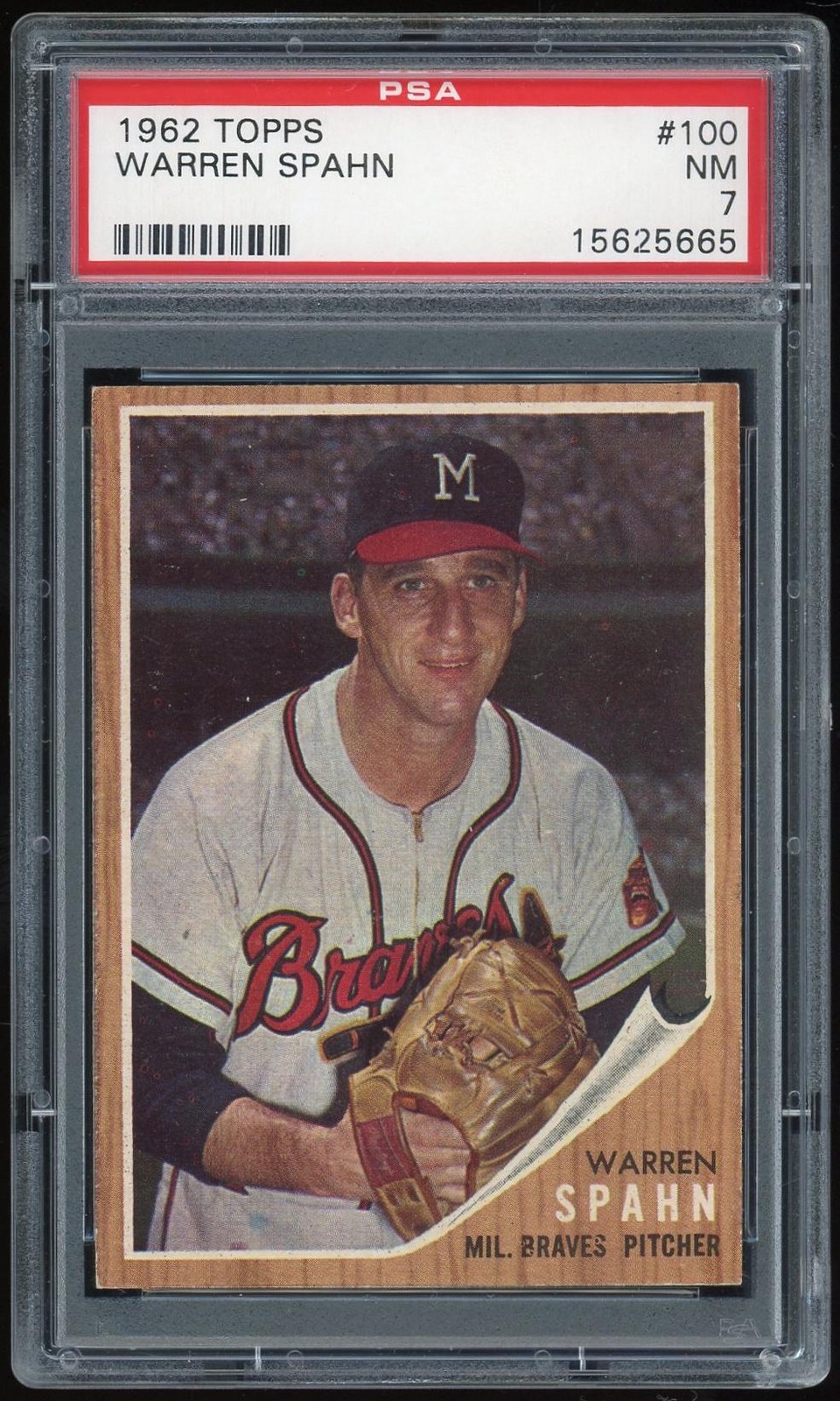 1962 Topps #100 Warren Spahn PSA 7 *5665